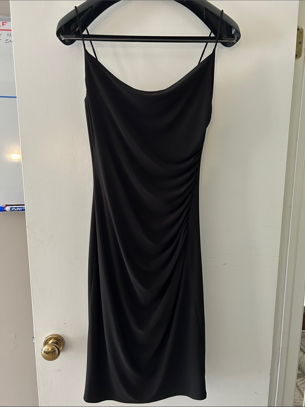 Laundry By Shelli Segal Black Draped Slip Midi Dress